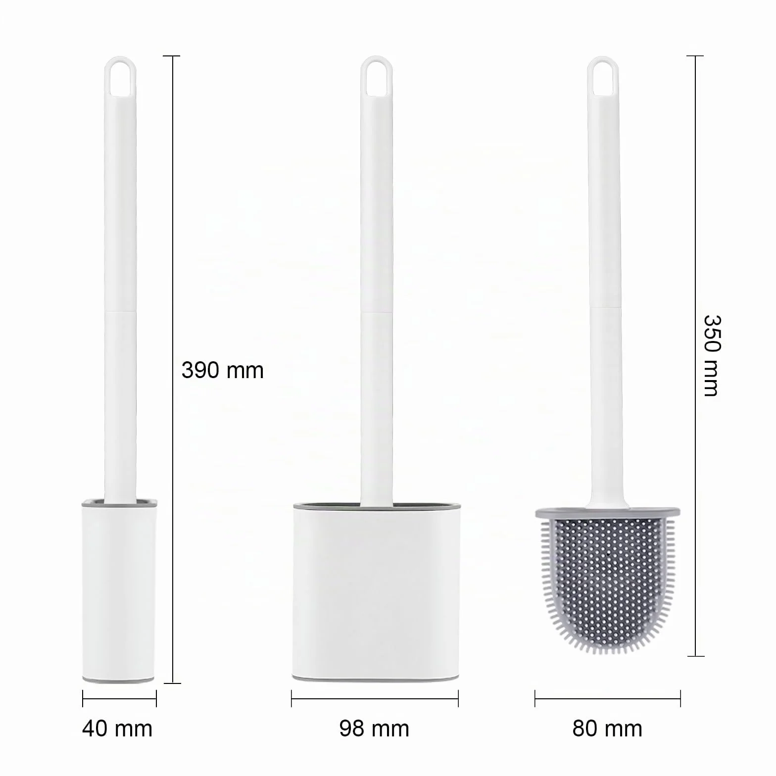 Ibergrif Brosse WC Silicone Antibactérienne Montage Mural Blanc