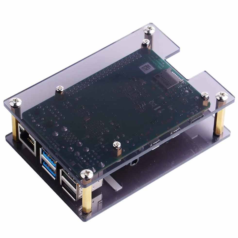 GeeekPi Akrylowa obudowa do Raspberry Pi 4 i 3, Raspberry Pi etui z wentylatorem do 3/2 (B/B +), brązowa