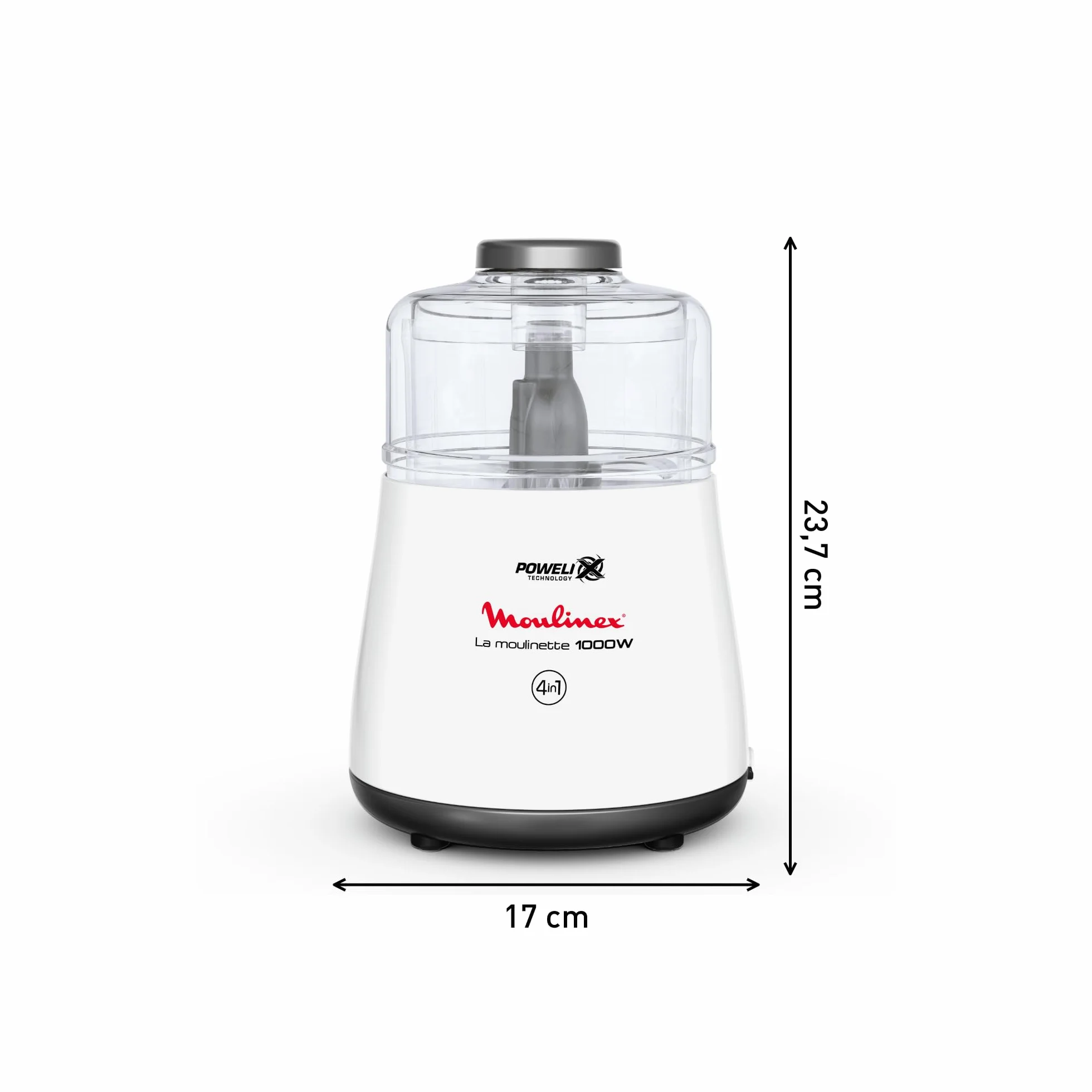 Moulinex Hachoir électrique, 1000 W, Hache, Mixe, Viande, Légumes, Herbes, Ails, Oignons, Fruits secs, Fabriqué en France, La Moulinette, Blanc DPA141