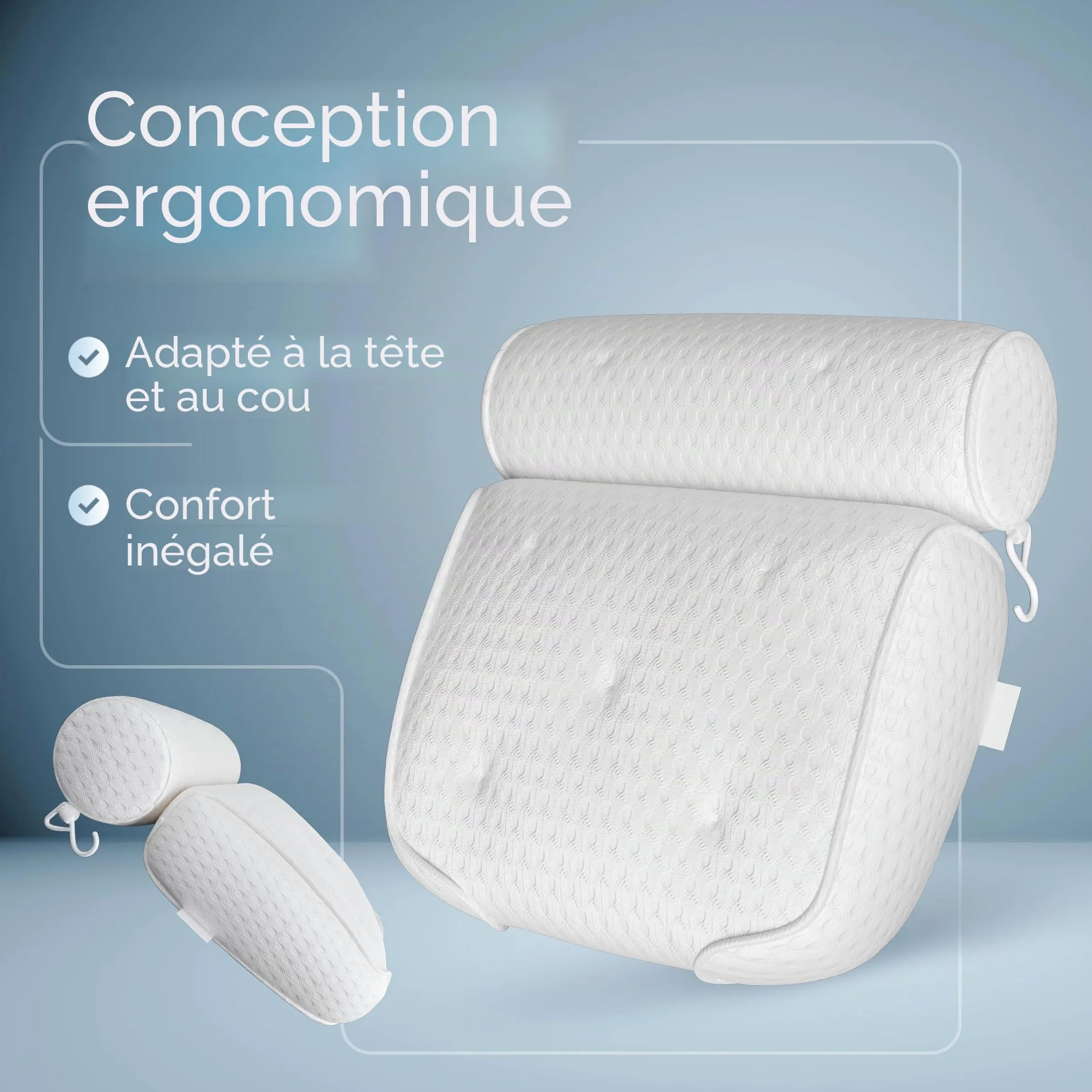Coussin Baignoire • Coussin de bain Ergonomique & décontractant pour les muscles Premium • Oreiller de Bain • Nouvelle mousse spéciale 5D • Design Allemand • Oreiller bain avec Technologie 5D Air Mesh