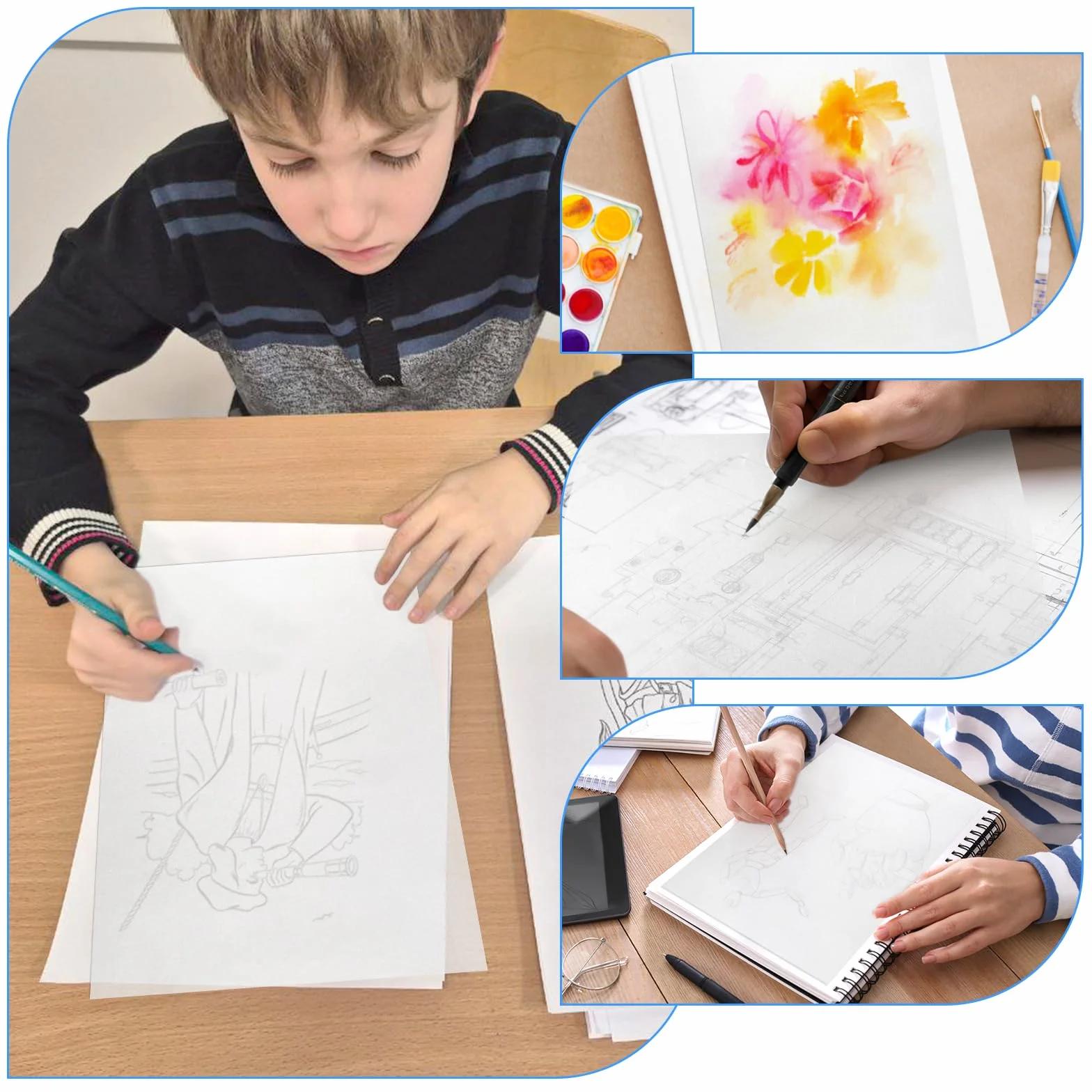 Papier Calque A4 73g/m² Hautement Transparent Imprimable pour Patron Couture Dessin Scrapbooking