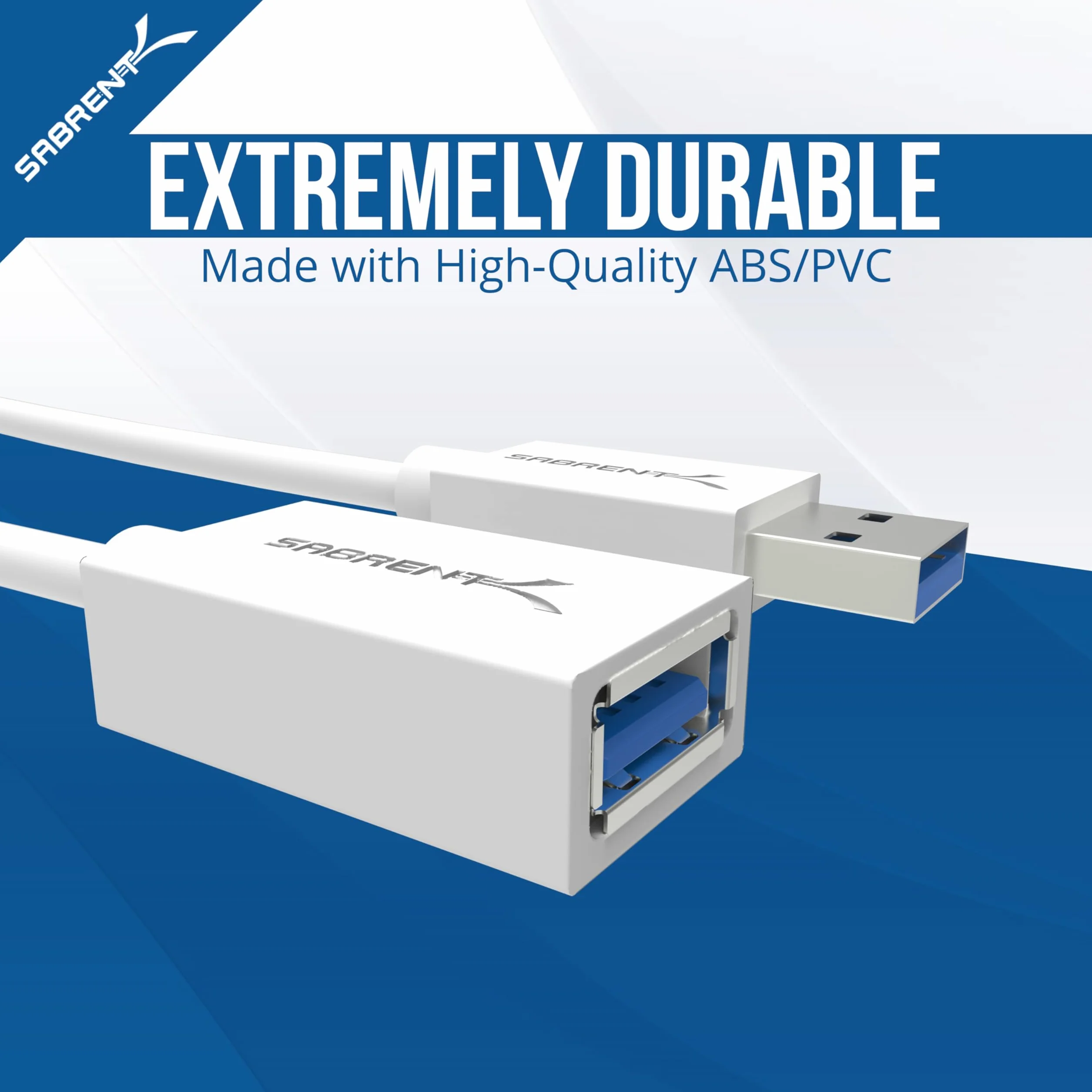 Sabrent 22AWG Kabel przedłużający USB 3.0 - A-męski na A [biały] 3 stopy (CB-303W)