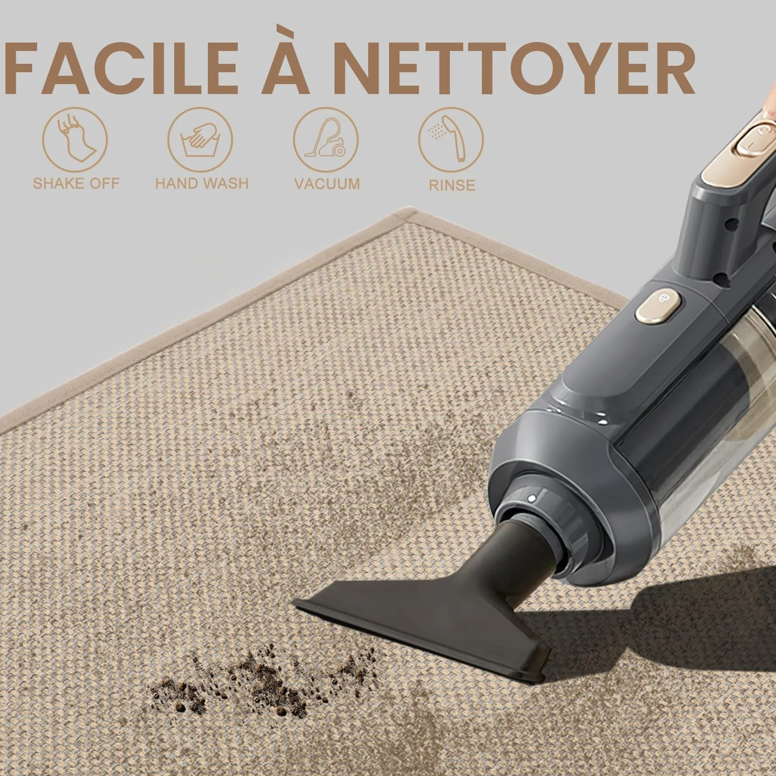 LEKEEPGO Tapis Cuisine Devant Evier 43.5x150cm, Antidérapant et Lavable, Tapis de Cuisine Long pour Manger, Couloir, Buanderie, Beige