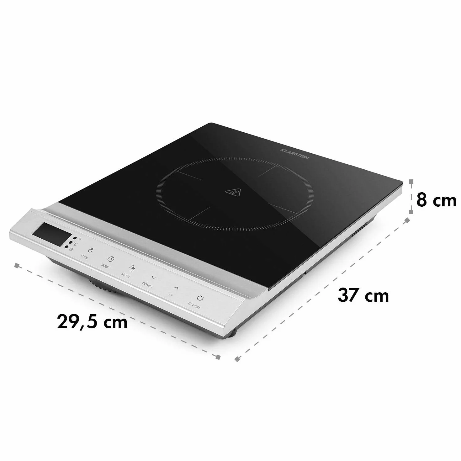 KLARSTEIN Mistercook - Plaque cuisson portable, Plaque de cuisson, vitrocéramique, 2000W, 8 réglages puissance et temp., écran LED, Minuterie, Sécurité enfants, Protection anti-surchauffe - Argent