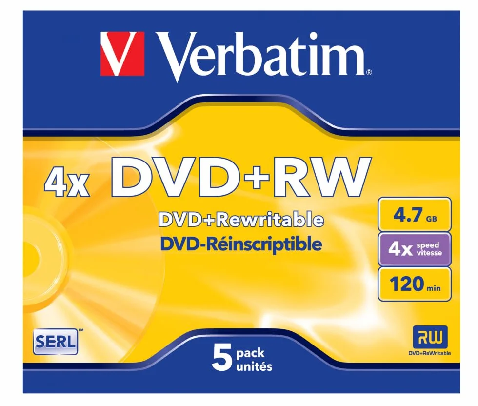 Verbatim 43229 5pk 4,7 GB DVD+RW JC reescribible