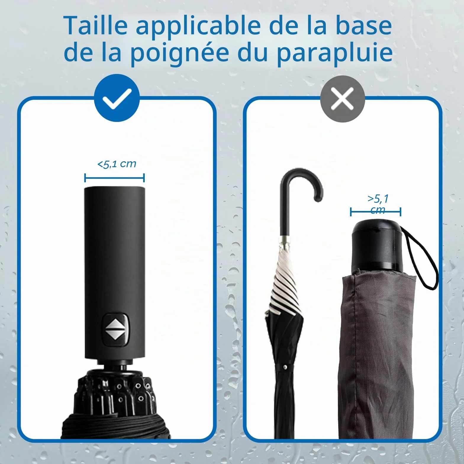 Sangle de Support de Parapluie Mains Libres pour Sac à Dos, Support Portable s'adapte aux Parapluies Pliants