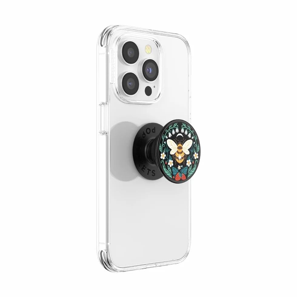 PopSockets PopGrip - Rozkładany uchwyt i podstawka do telefonów oraz tabletów z wymiennymi krążkami PopTops - Bee Boho