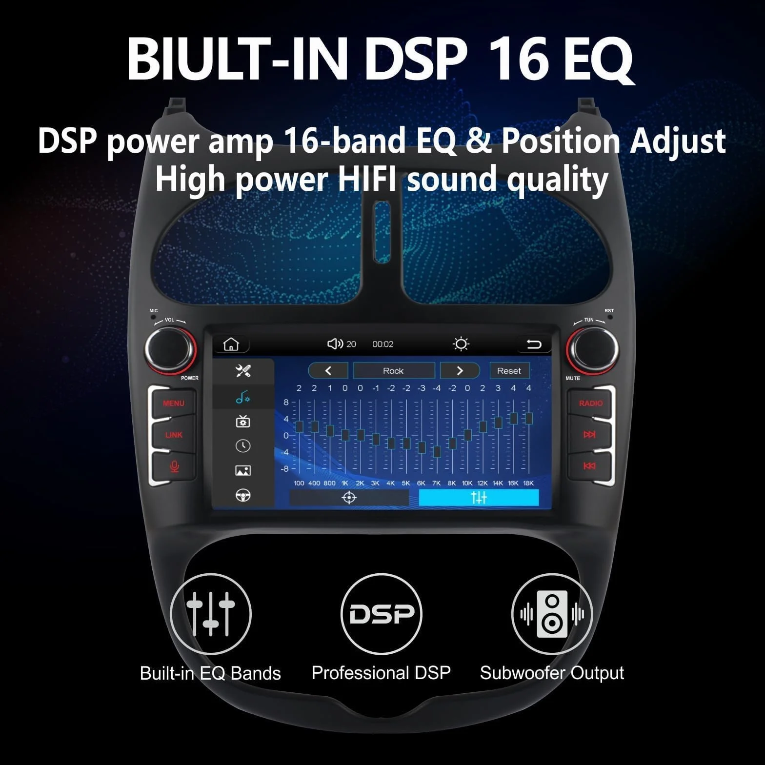 Radio samochodowe do Peugeot 206 206cc Citroen C2 (2002-2010) Carplay Android bezprzewodowy ekran dotykowy FM/AM/RDS Bluetooth/sterowanie na kierownicy