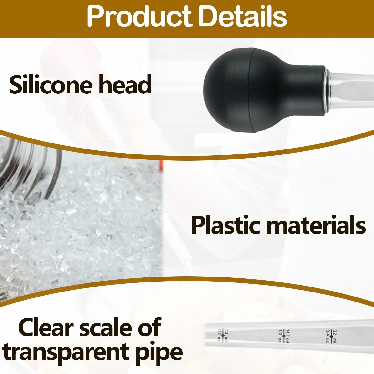Pipette Cuisine avec Brosse de Nettoyage, 1 Pièce, Kit de Cuisson Turkey Seringue Compte-Gouttes d'Huile pour BBQ