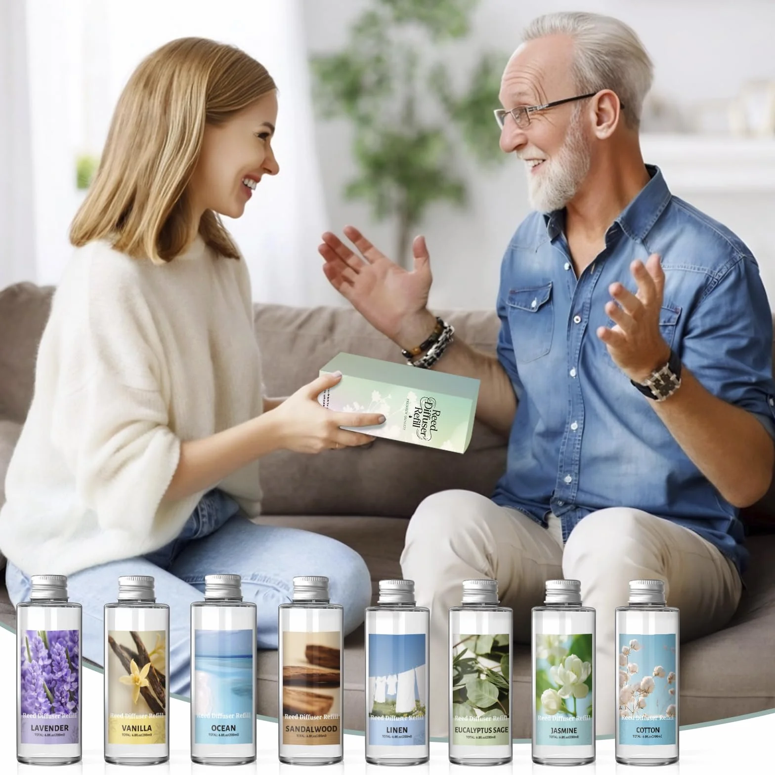 Diffuseur de Parfum Recharge 200ml, Longue Durée, Parfum Ambiance Maison