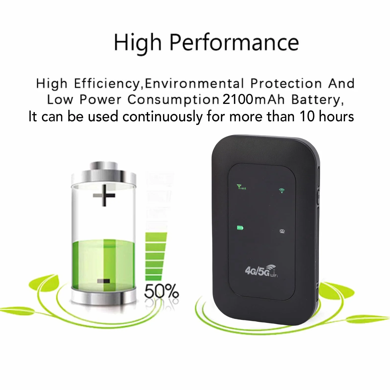 4G 5G WIFI Hotspot Router - 300 Mb/S Duża prędkość z baterią 3200 MAh do Podróży, Używanie Domu, Obsługuje 10 urządzeń