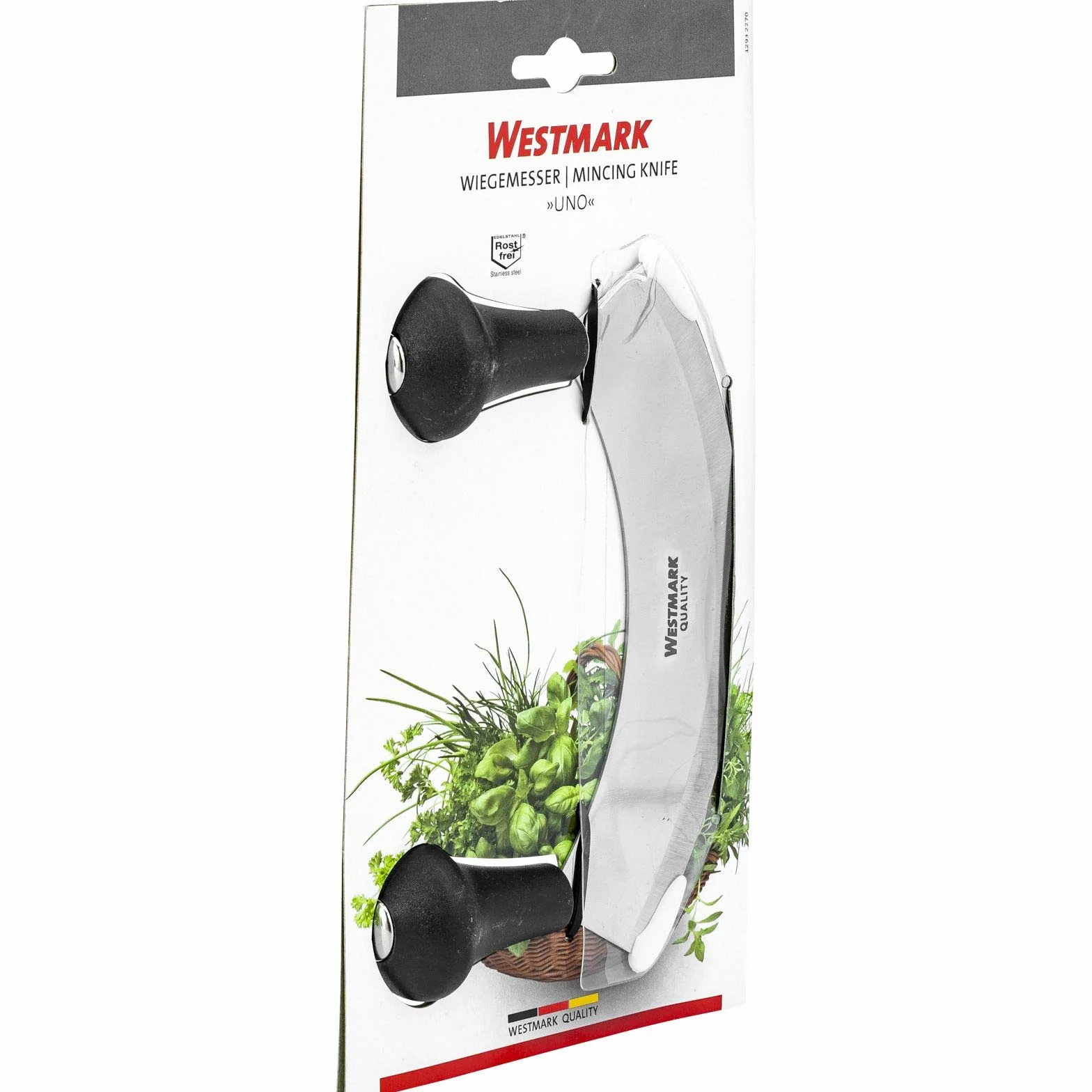 Westmark Couteau Hachoir à herbes et Coupe-pizza 17 cm acier inoxydable argenté noir
