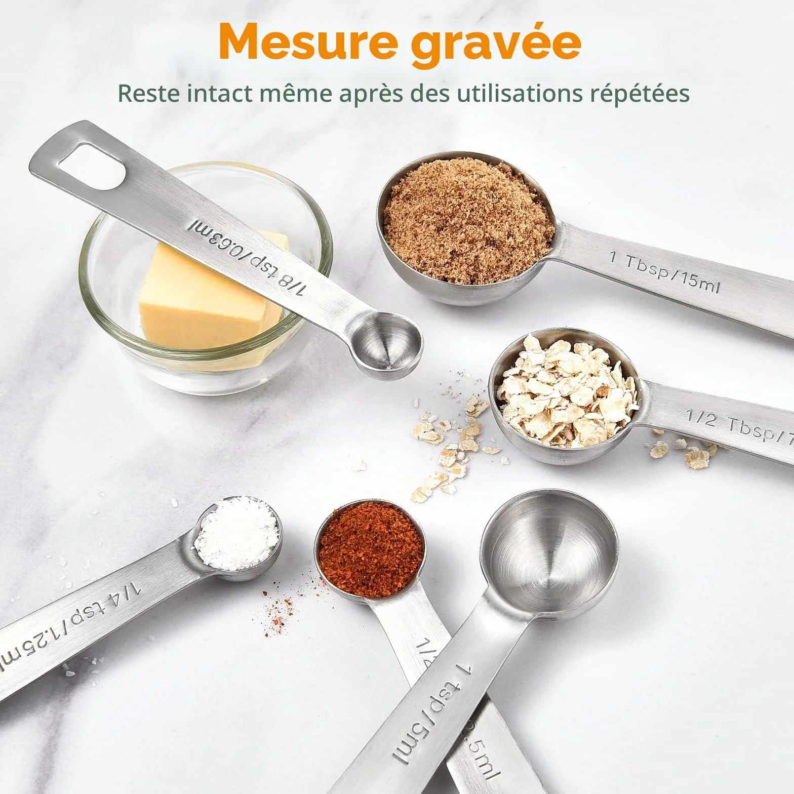 U-Taste Cuillères à Mesurer 9 Pièces Acier Inoxydable 18/8