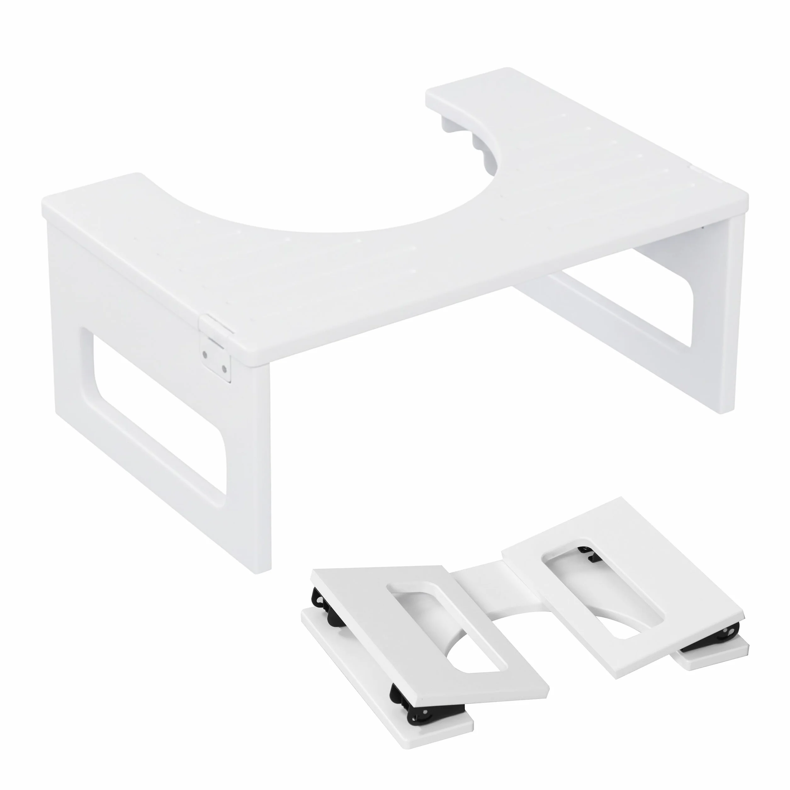 Relaxdays Tabouret de Toilettes Pliable pour Adultes en Bambou antidérapant, 18x43x27,5 cm, Blanc