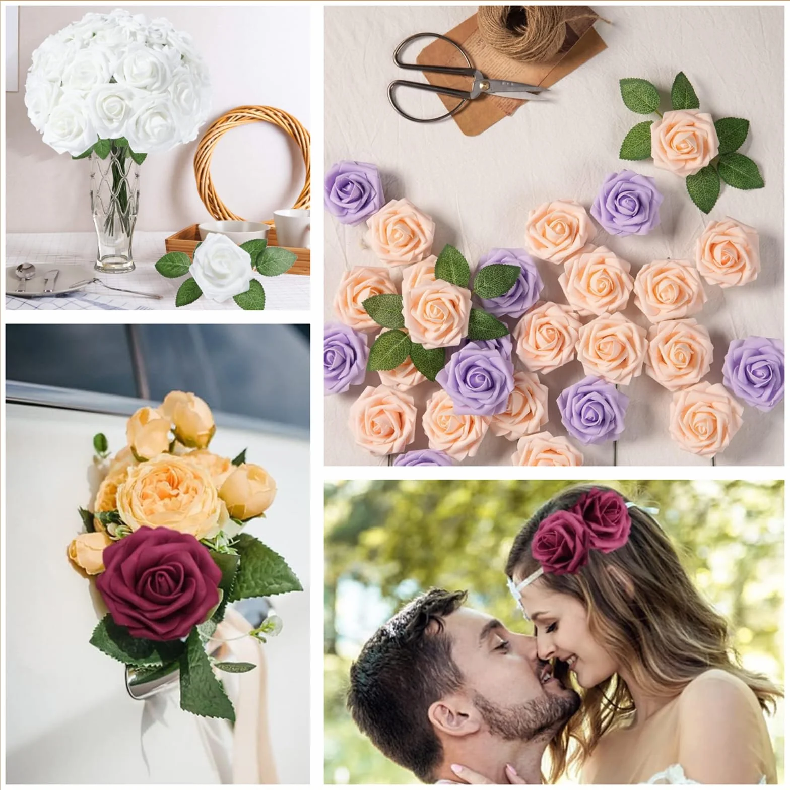 COSORO 25 pièces Fleurs Artificielles Rouges Fausses Roses avec Tiges Décoration Florale