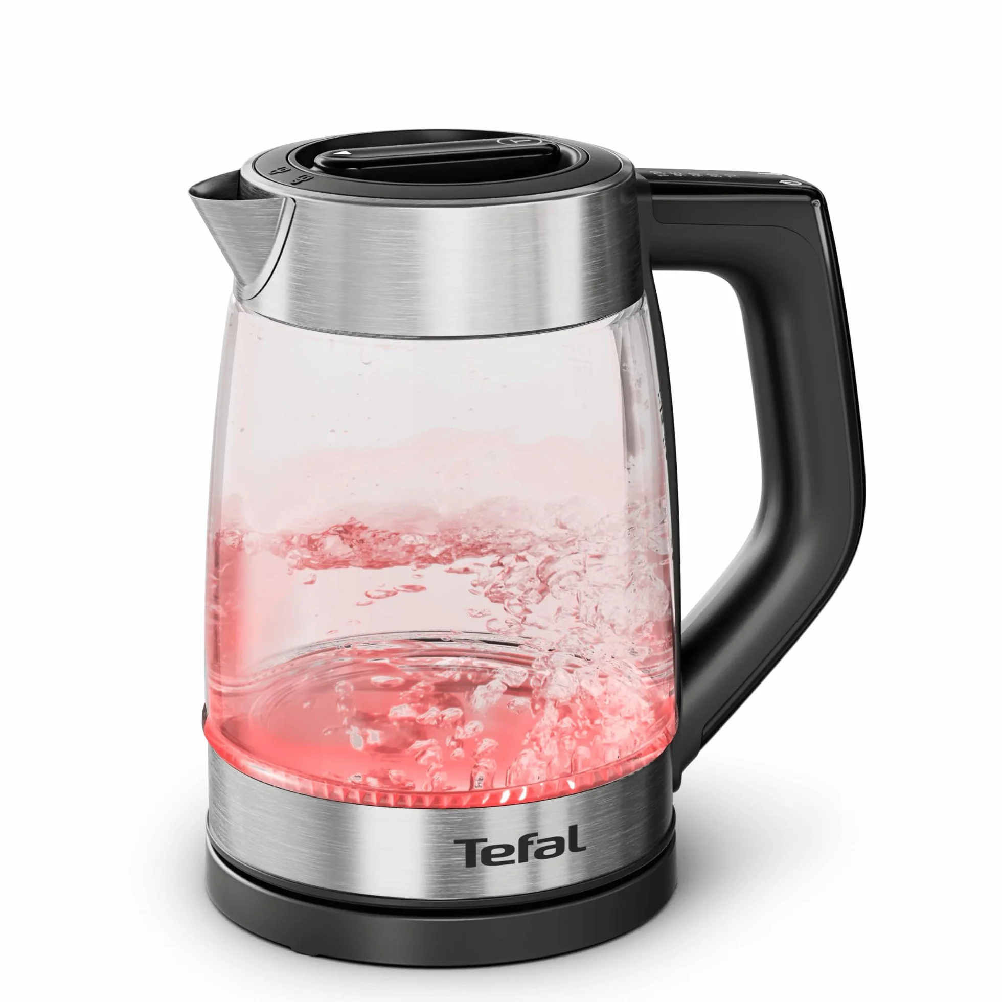 Tefal Express, Bouilloire en verre électrique, Réglages sur la poignée, 1,7 L, 5 niveaux de température, Suivi en temps réel, KO760DE0