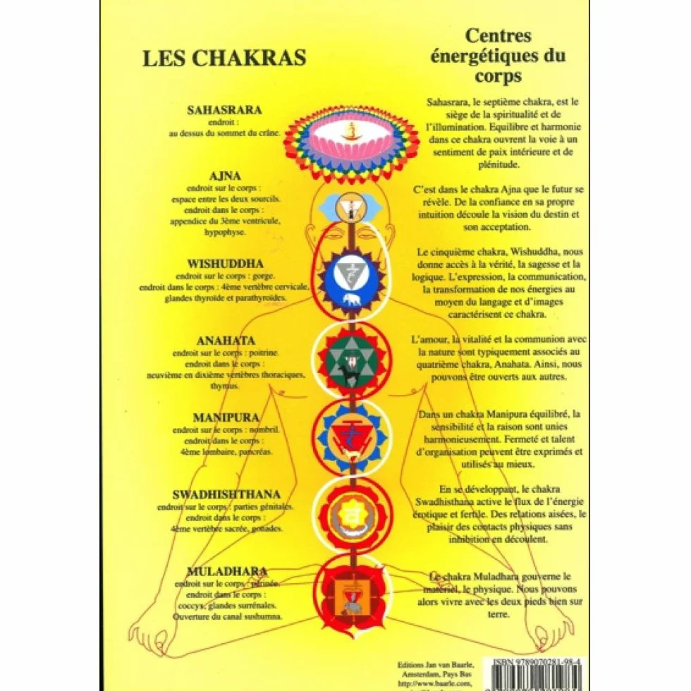 Planche des Chakras fond jaune 17x24 cm