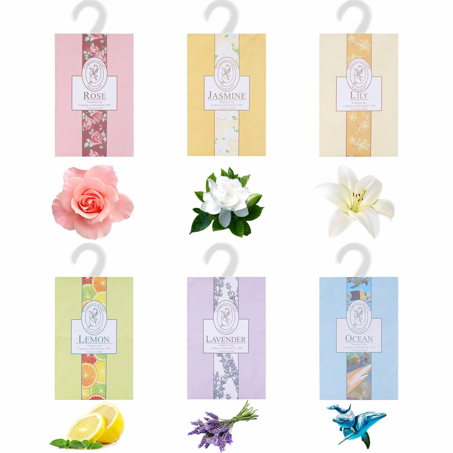 Sachets Parfumés Lot de 18 Parfum Placard Armoire Désodorisant Maison Voiture Lavande Jasmin Lys Rose Océan Citron
