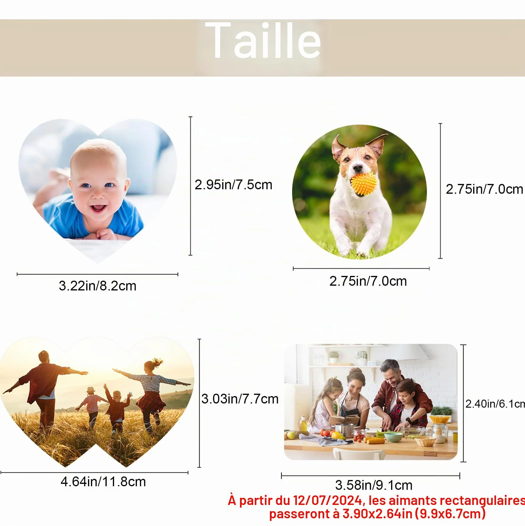 Aimant Personnalisé avec Photo, Magnet Réfrigérateur, Décoration Maison Bureau, Rectangle