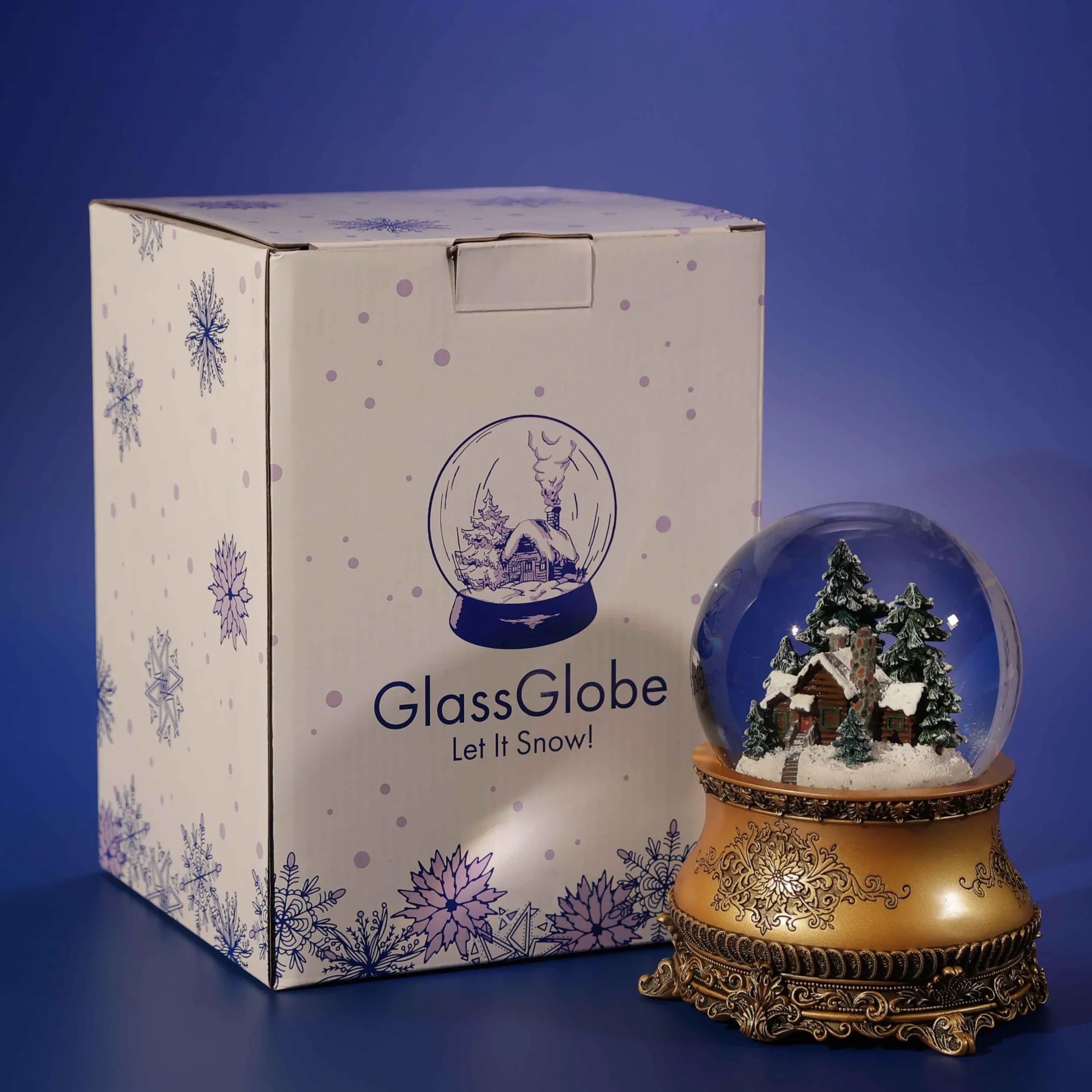 Boule à neige musicale de Noël « La petite maison dans la forêt », en verre, avec tempête de neige automatique et illuminations. Idée cadeau pour Femme, Homme, Enfant.
