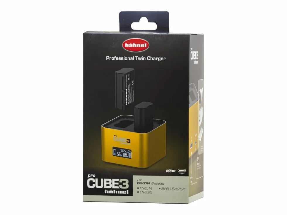 Hähnel - ProCube3 - Do Nikon - Ładowarka Duo DSLR - Szybsze ładowanie - Wejście USB typu C