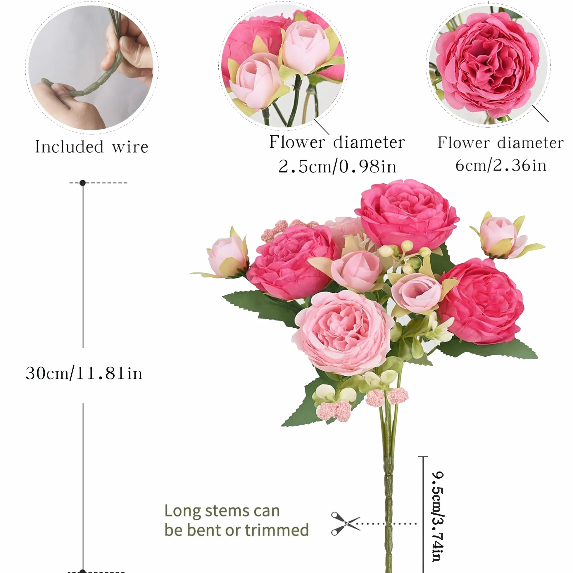 Bouquets de Pivoines Artificielles en Soie pour Mariage, Centre de Table, Décoration