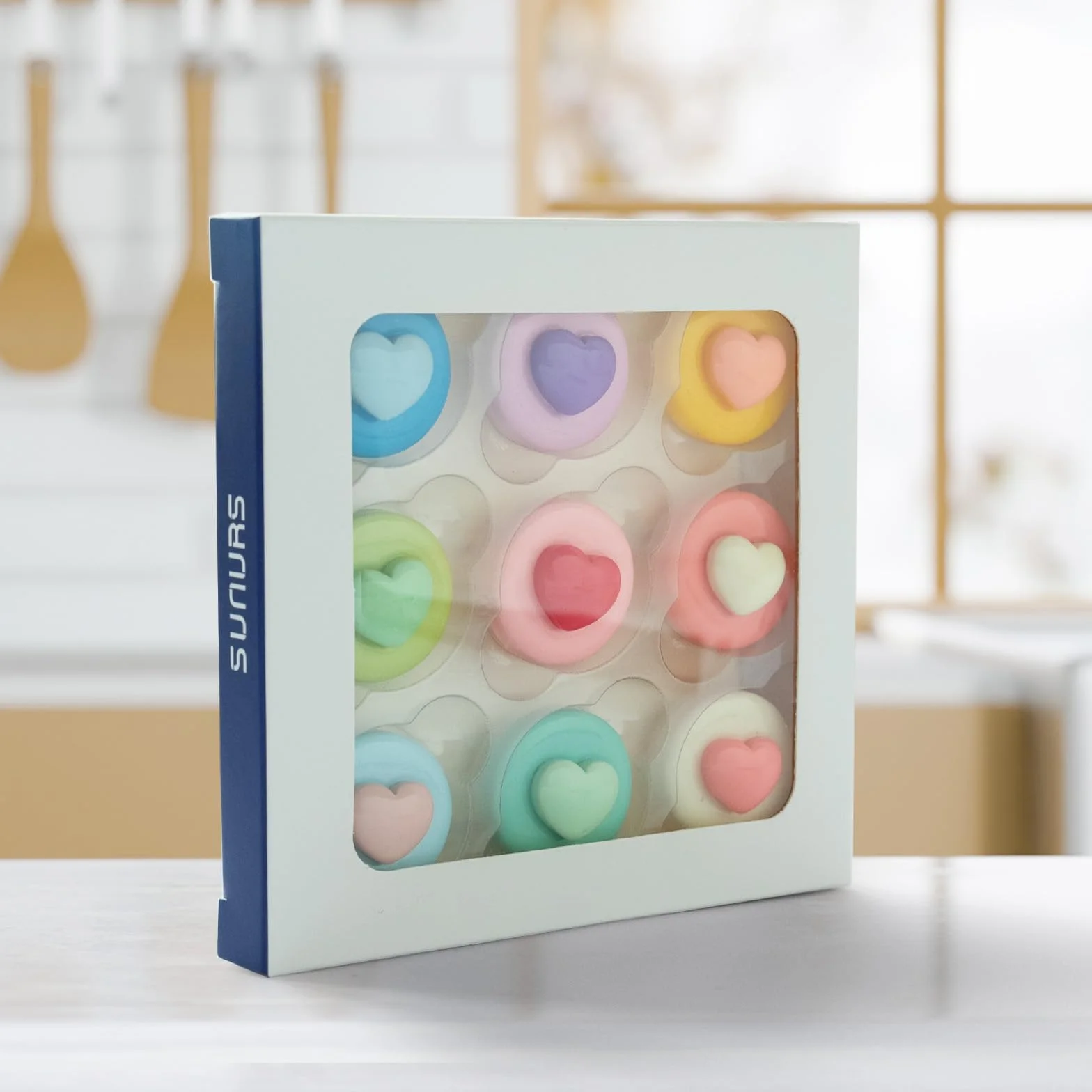 Aimants en forme de cœur macaron multicolore pour tableau blanc, casier, cuisine, bureau