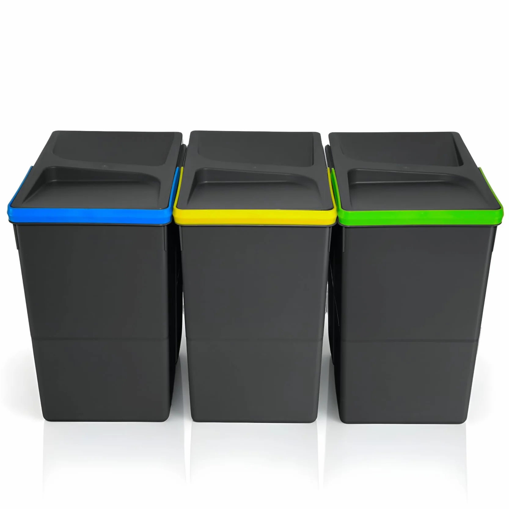 Récipients de recyclage 3 x 20 l poubelle de tiroir anthracite
