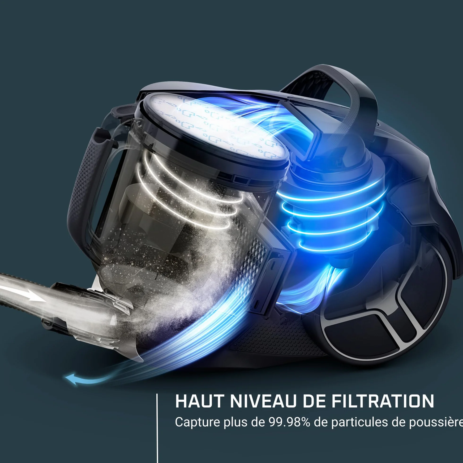 Rowenta Compact Power XXL Animal Aspirateur sans sac, Moteur basse consommation 900W max, Haute filtration, Bac à poussière 2,5L, Compact, RO4B50EA, Cigarillo