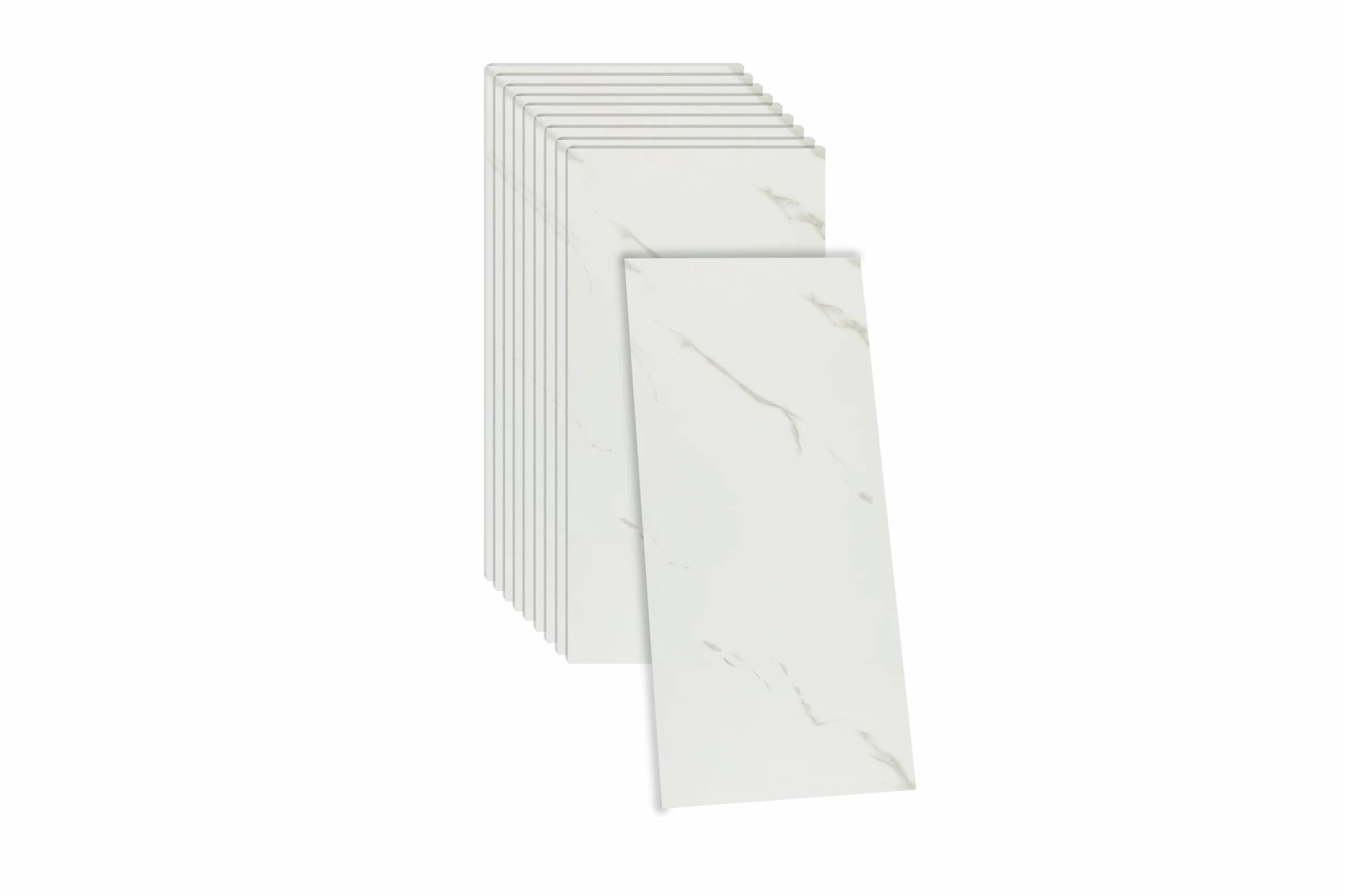 10 Pièces Credence Adhesive Cuisine 60 x 30 cm, Marbre Carrelage Adhesif Mural Salle de Bain PVC Blanc