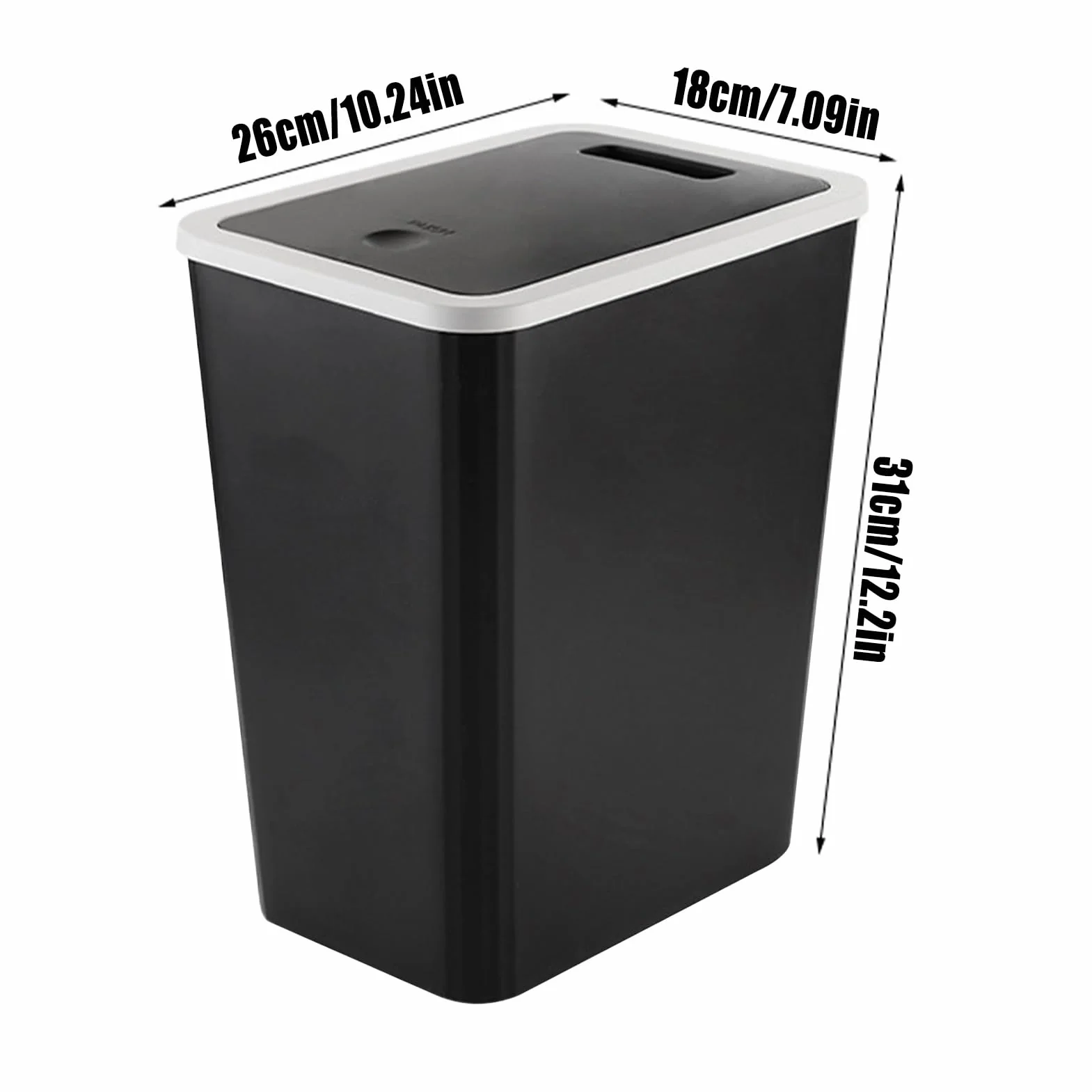 Poubelle de Cuisine 13 Litres avec Couvercle à Pression, Moderne Conteneur à Ordures et Recyclage