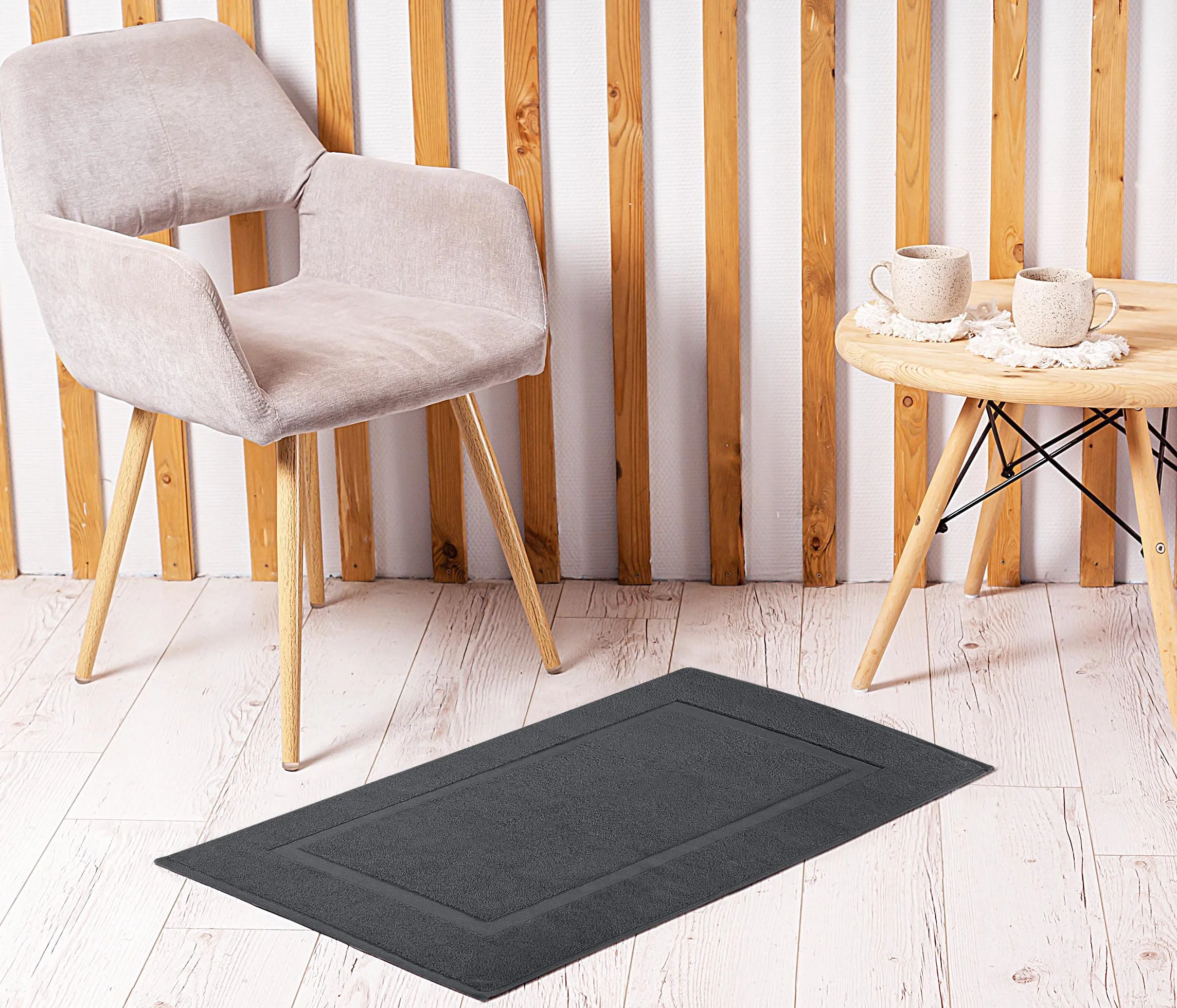 Utopia Towels Lot de 2 Tapis de Bain 100% Coton 53 x 86 cm Gris Lavable en Machine