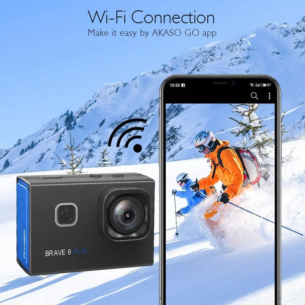 AKASO Action Cam 4K30FPS 20MP WiFi kamera sportowa z ekranem dotykowym EIS 4X Zoom pilot zdalnego sterowania 40 m kamera podwodna z 2 bateriami 1350 mAh i zestawem akcesoriów do kasku