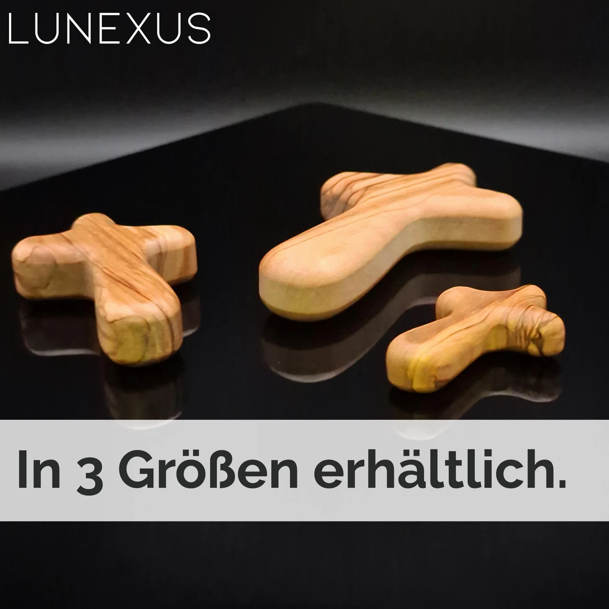 Lunexus Croix de réconfort 7,5 cm en bois d'olivier de Bethléem bénie pour guérison, pèlerin, communion