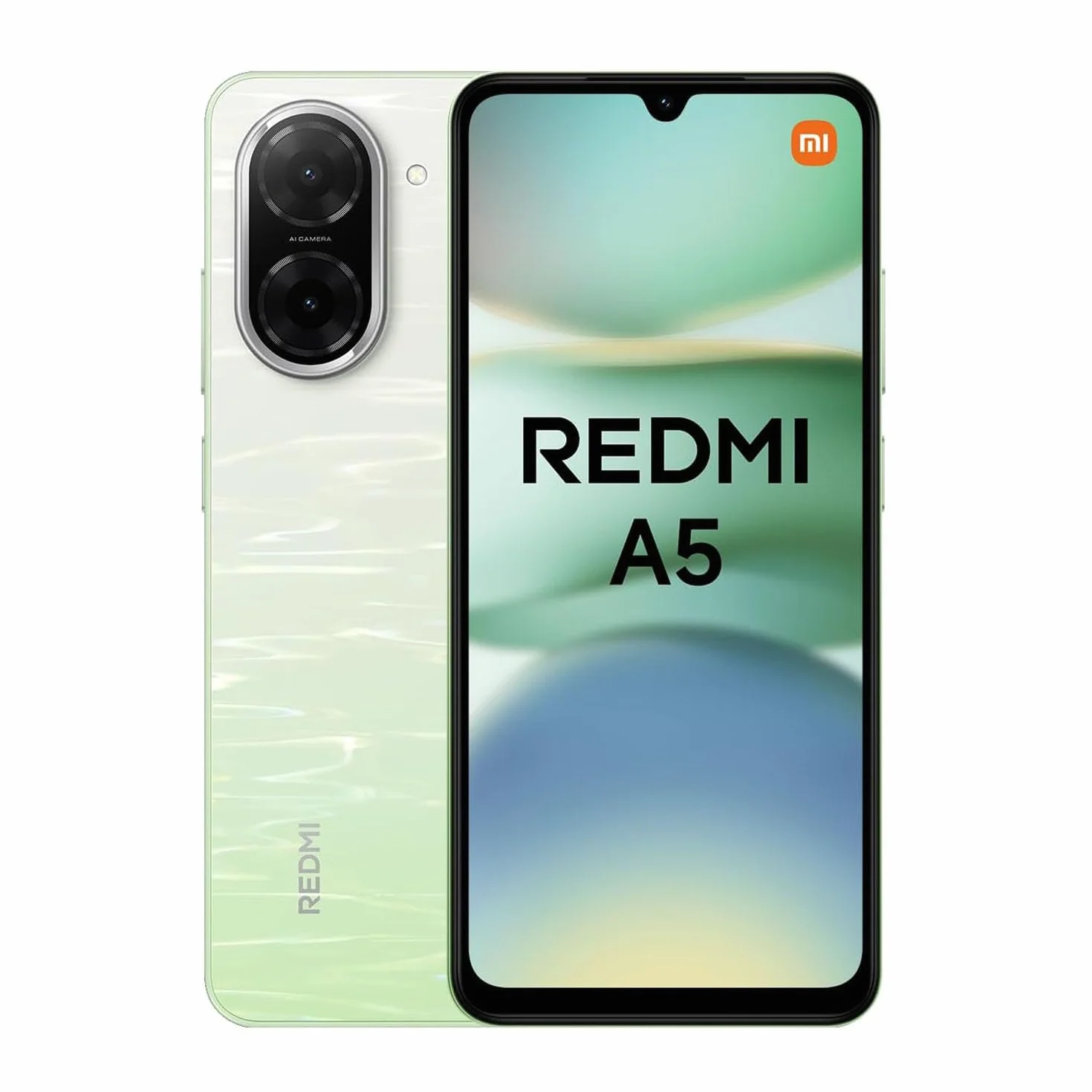 XIAOMI Redmi A5 Smartphone, 4 + 128 GB, zielony, superwyraźny aparat AI 32MP, akumulator 5200 mAh, wydajny procesor Octa-Core, wciągający wyświetlacz 6,88" 120 Hz