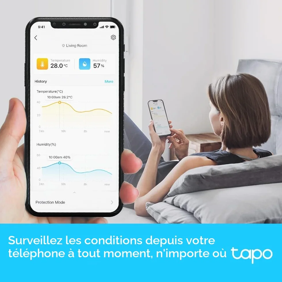 Tapo T315 Thermomètre d'intelligent Hygromètre Capteur d'Humidité Moniteur de Température, Affichage E-ink 2,7"