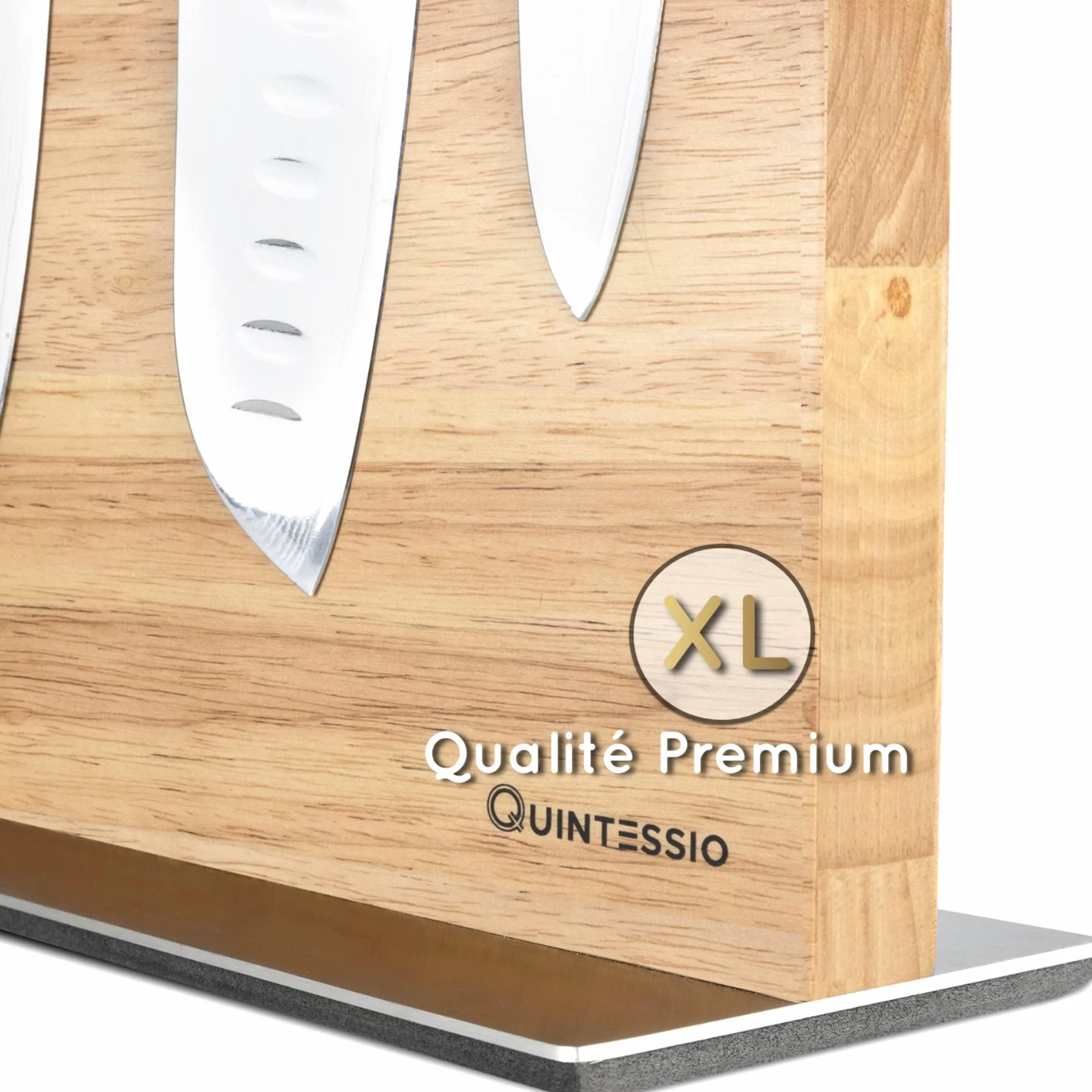 QUINTESSIO - XL Porte couteaux aimanté - bloc à couteaux magnétique des deux côtés - porte-couteaux magnétique - support couteau de cuisine - bloc à couteaux cuisine vides en bois - chêne clair