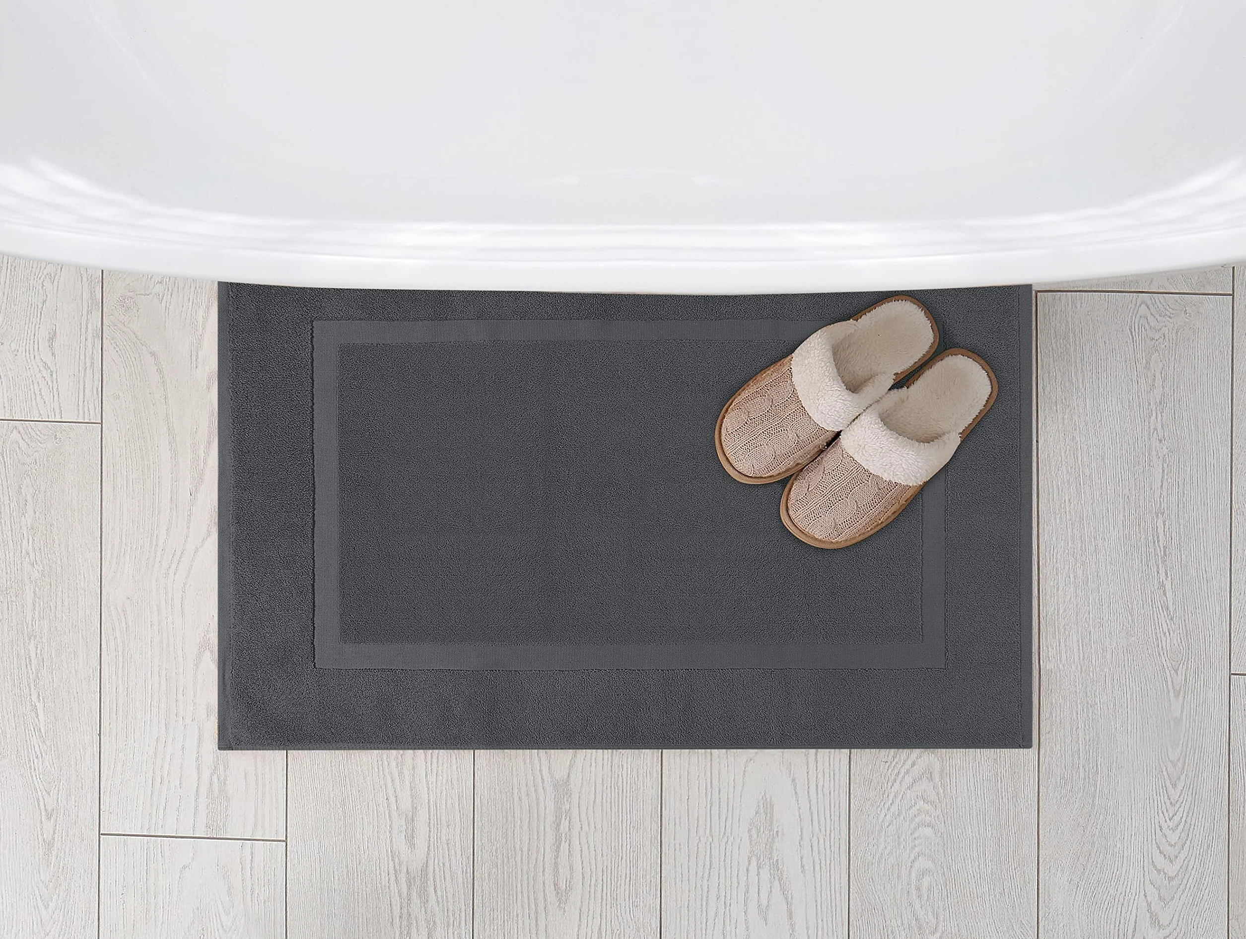 Utopia Towels Lot de 2 Tapis de Bain 100% Coton 53 x 86 cm Gris Lavable en Machine