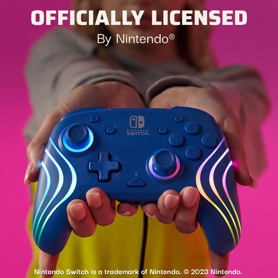 Switch Afterglow Wave Wired Controller Blue