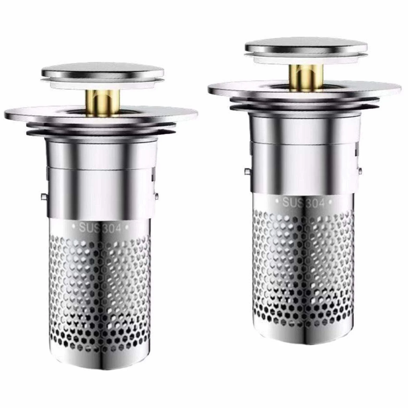 Bouchons de lavabo 34-40 mm, bonde pop-up universelle, écoulement rapide, lot de 2