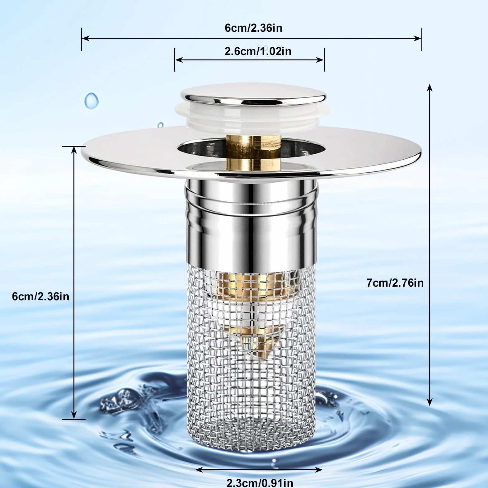 Bonde de Lavabo Universel 26-40mm/30-45mm avec Filtre Anti-Clogging 1 pièce