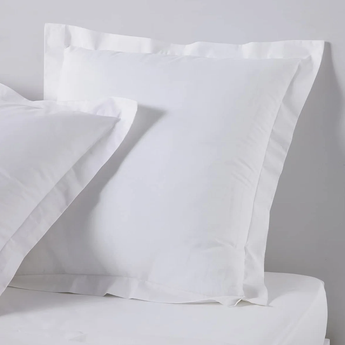 Lot de 2 Taies d'oreillers 63X63 cm 100% Coton Uni, Craie
