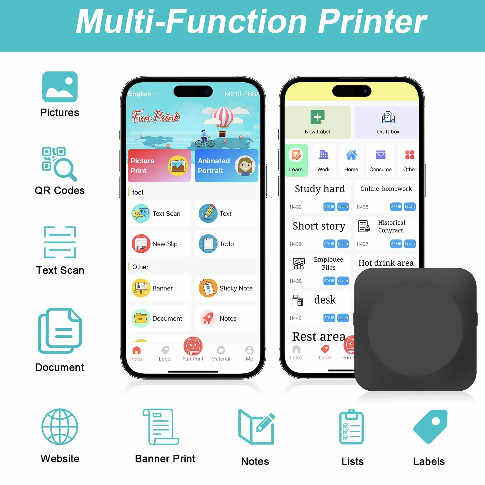 Imprimante Photo Portable Sans Fil Mini Instantané Thermique Mobile