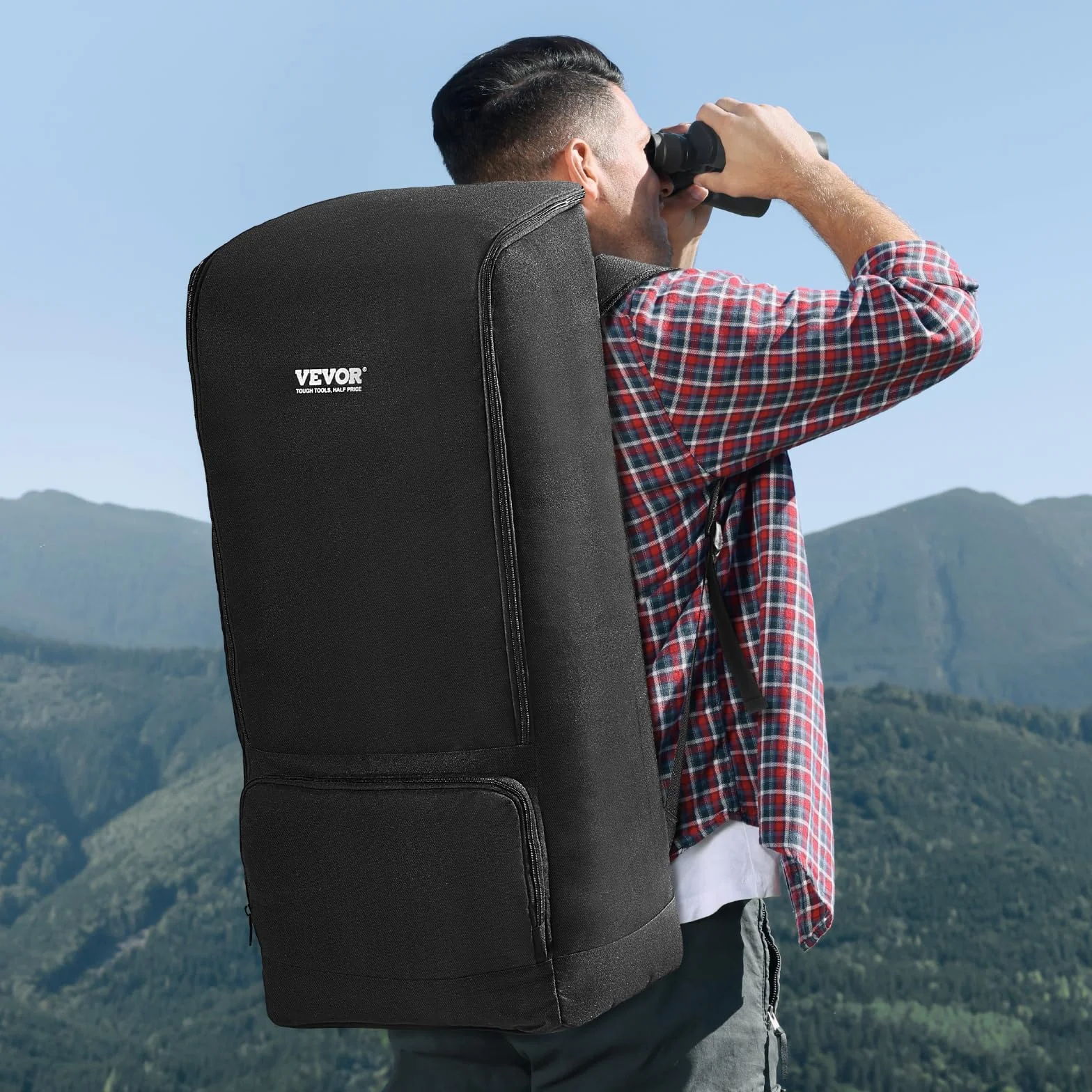 VEVOR Etui na teleskop 760 x 330 x 260 mm, torba do przechowywania teleskopu z paskiem bezpieczeństwa, kieszenie i wygodne paski kieszeń na ramię do rury optycznej i statywu, czarny, Czarny (Black),