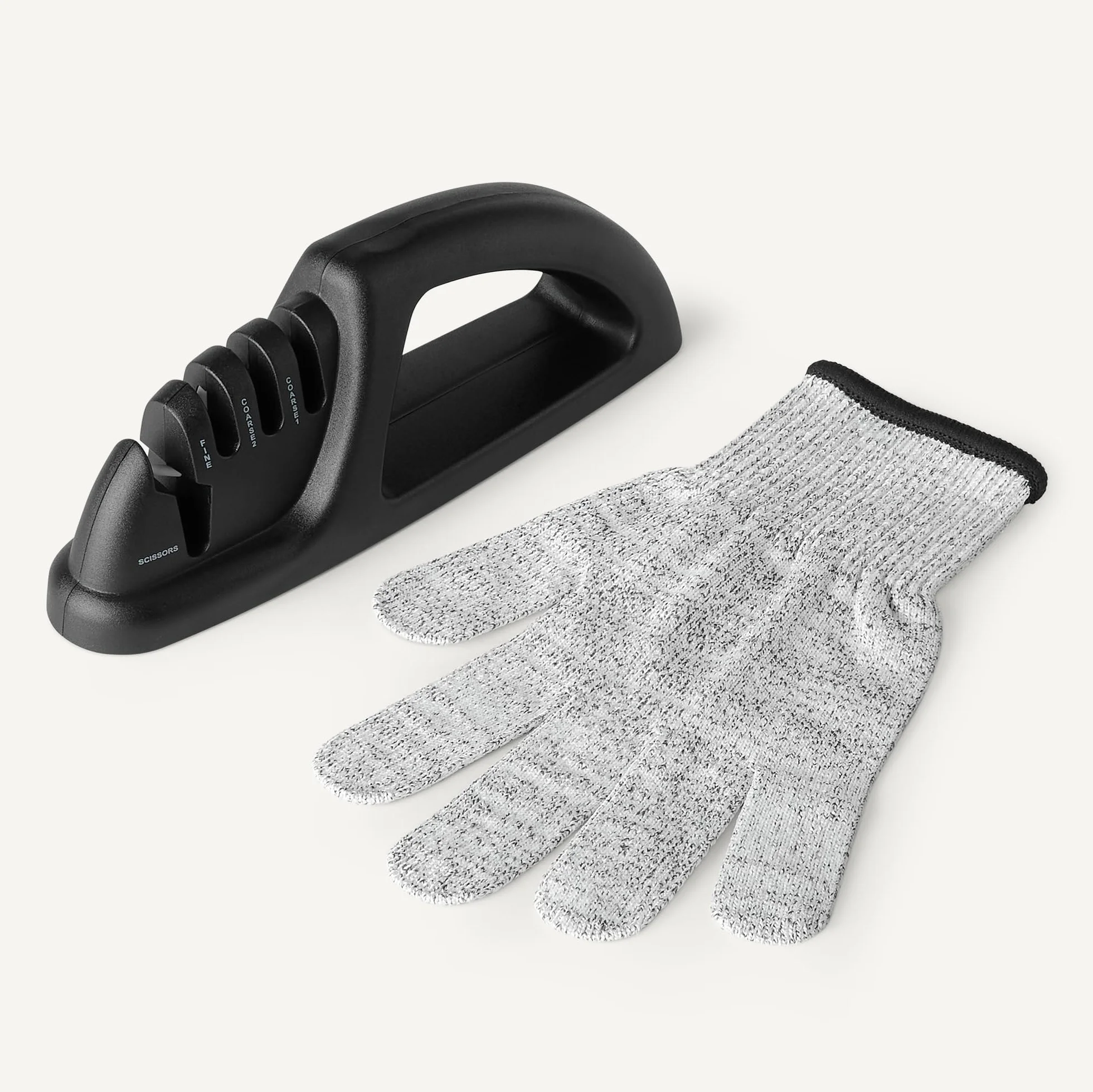 Amazon Basics Aiguiseur de Couteaux 4 en 1, Base Antidérapante, Gant de Sécurité