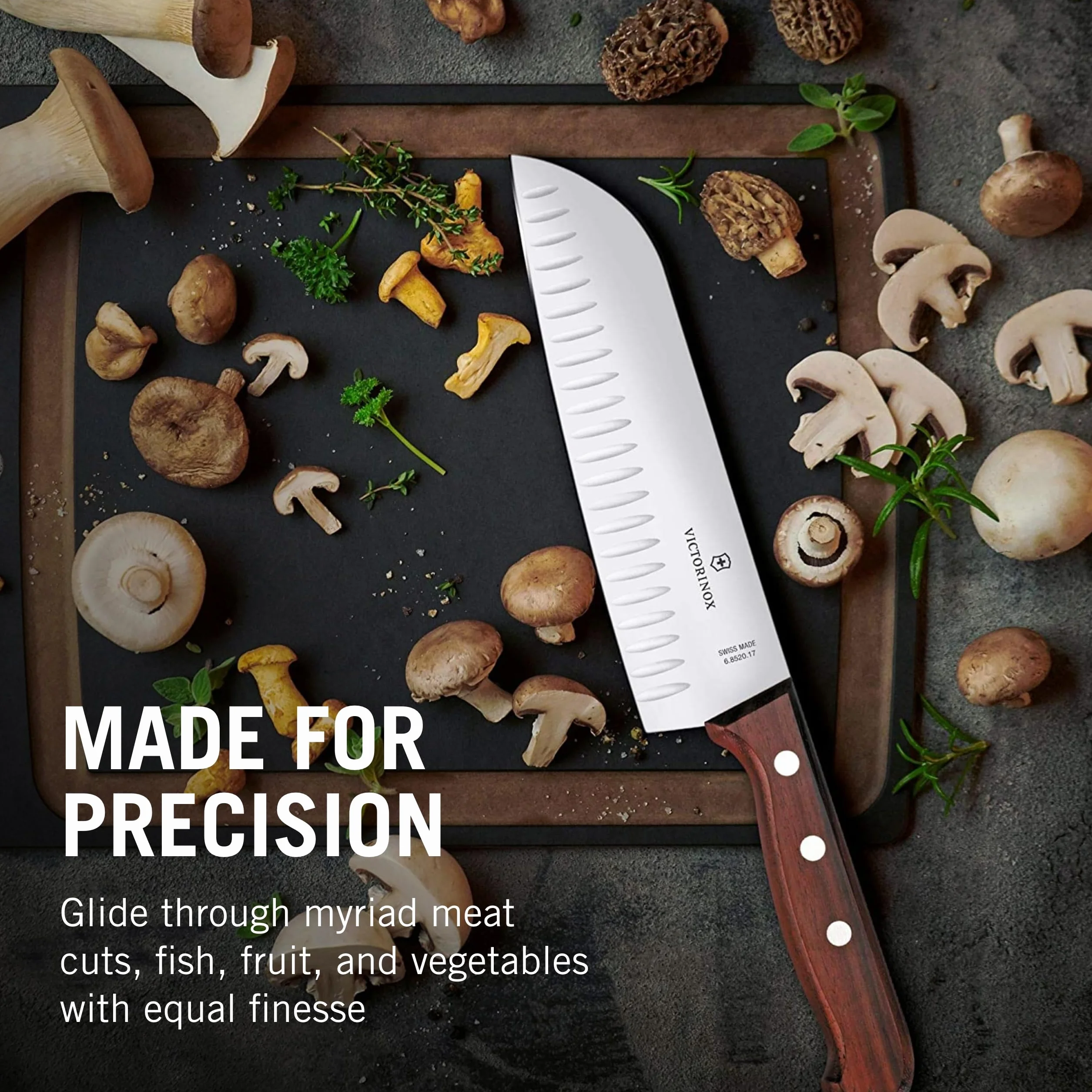 Victorinox Wood Couteau Santoku, Érable Modifié, Lame Alvéolée, 17 Cm, Boîte Cadeau