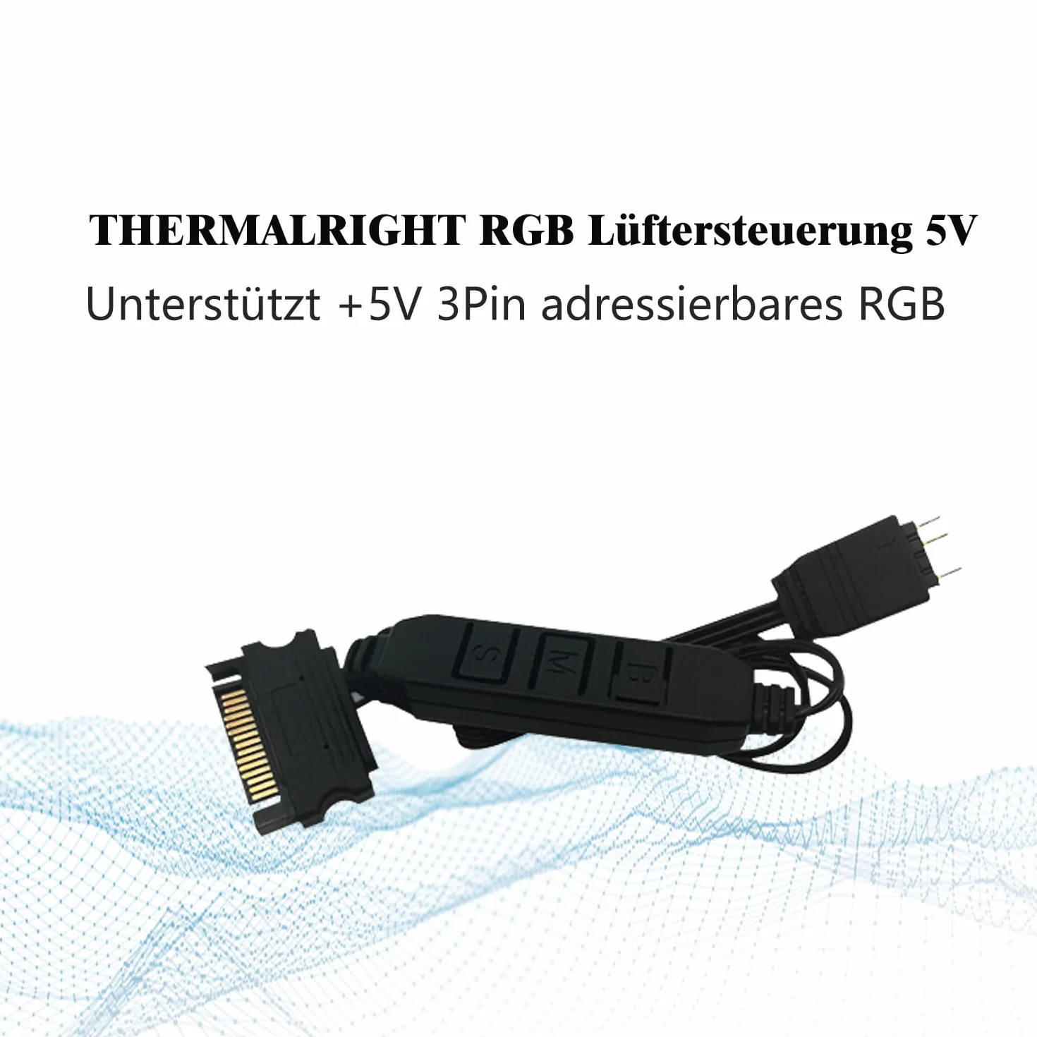 Thermalright Sterowanie wentylatorem komputera A-RGB 5 V, oświetlenie 3-pinowe, interfejs PC, zasilanie SATA