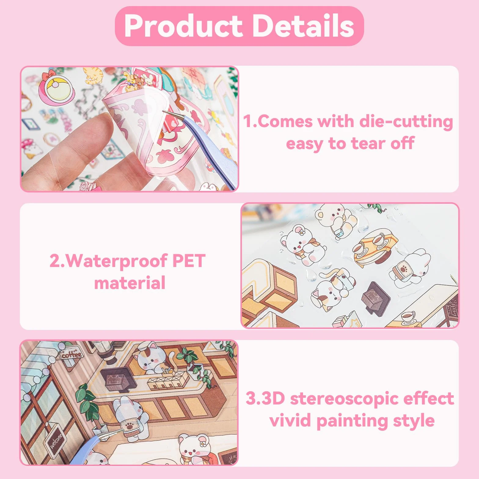 Autocollants 3D Maison 10 Pièces avec Pincette Anti-Stress Adultes Enfants