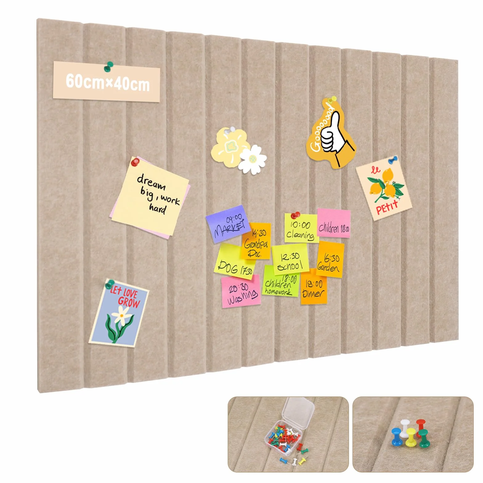 Grand tableau d'affichage 40 x 60 cm feutre marron pliable