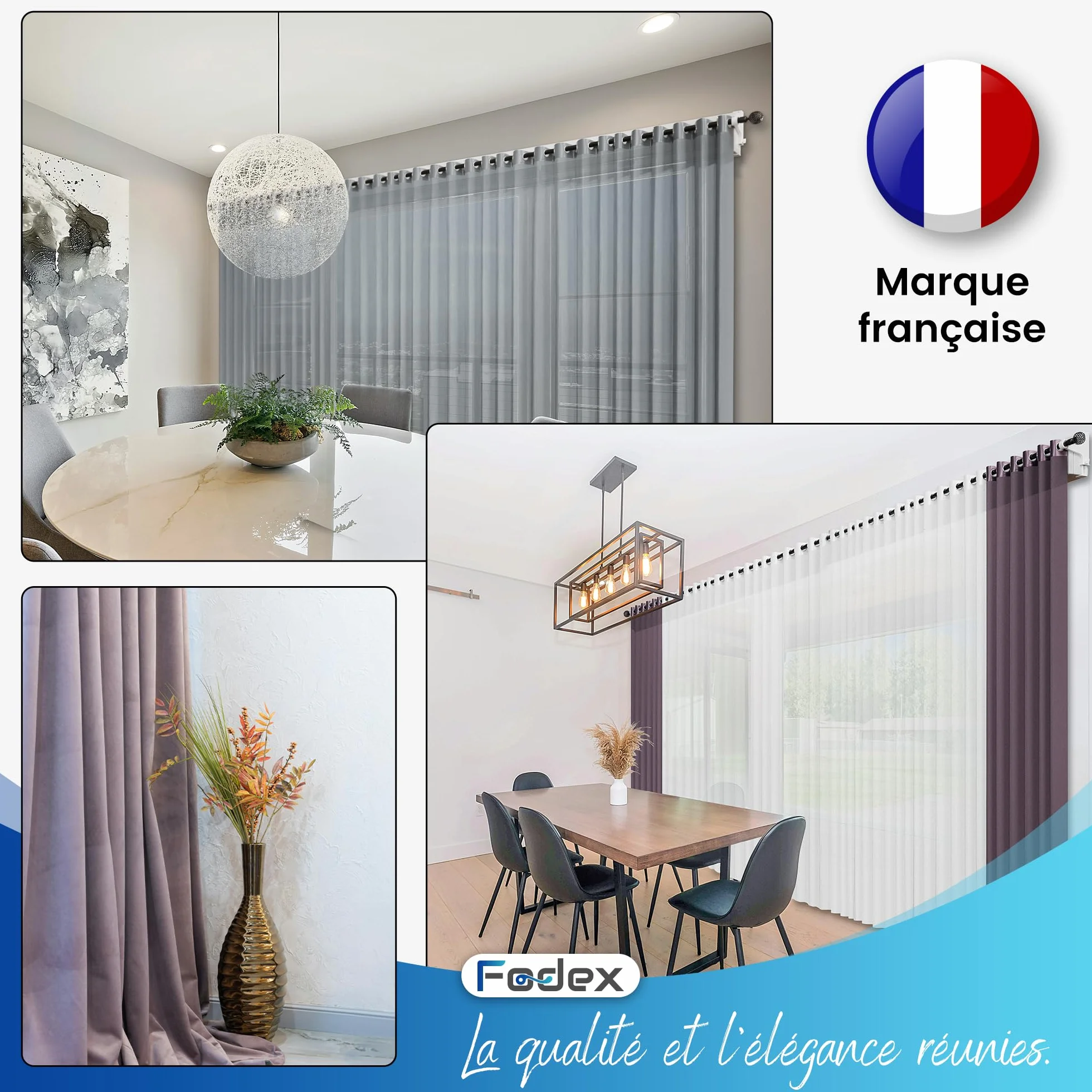 FODEX Ensemble de 2 Supports pour Tringle à Rideaux Sans Perçage, Métal, Ø16-28mm, Coffre Volet Roulant, Blanc